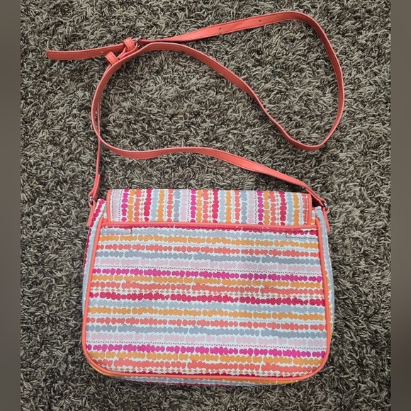 Vera Bradley Flap Crossbody Purse Confetti Stripe Faux Leather - Picture 6 of 8